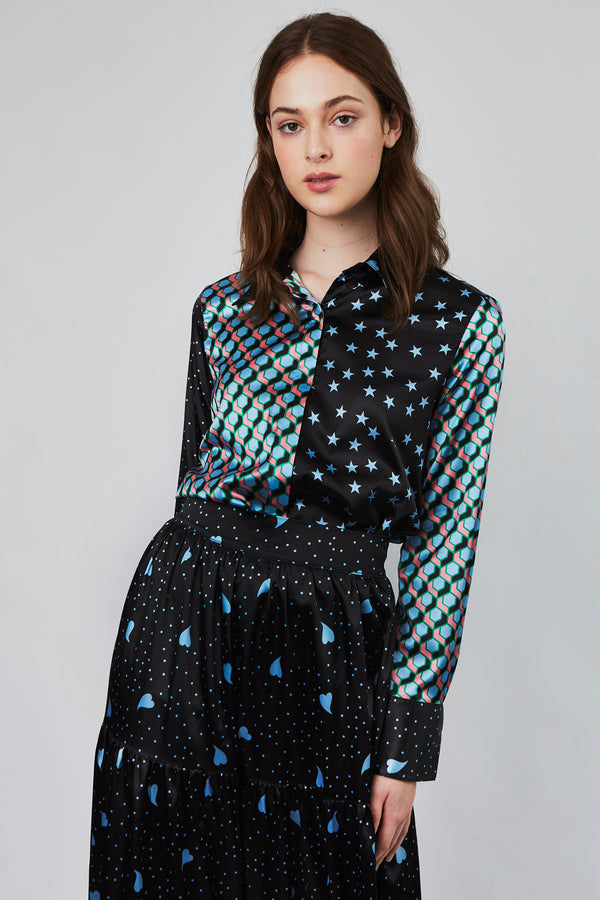 Camilla Blouse in Multi blue print