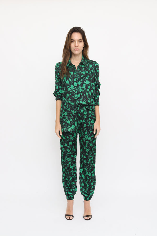 Camilla Blouse in Daisy green print