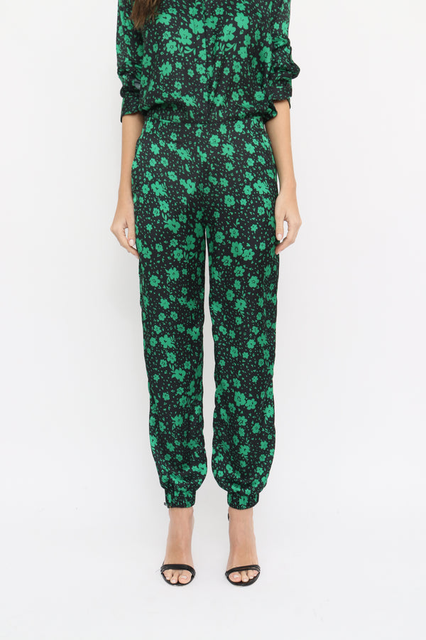 Allegra Pants in Daisy green print