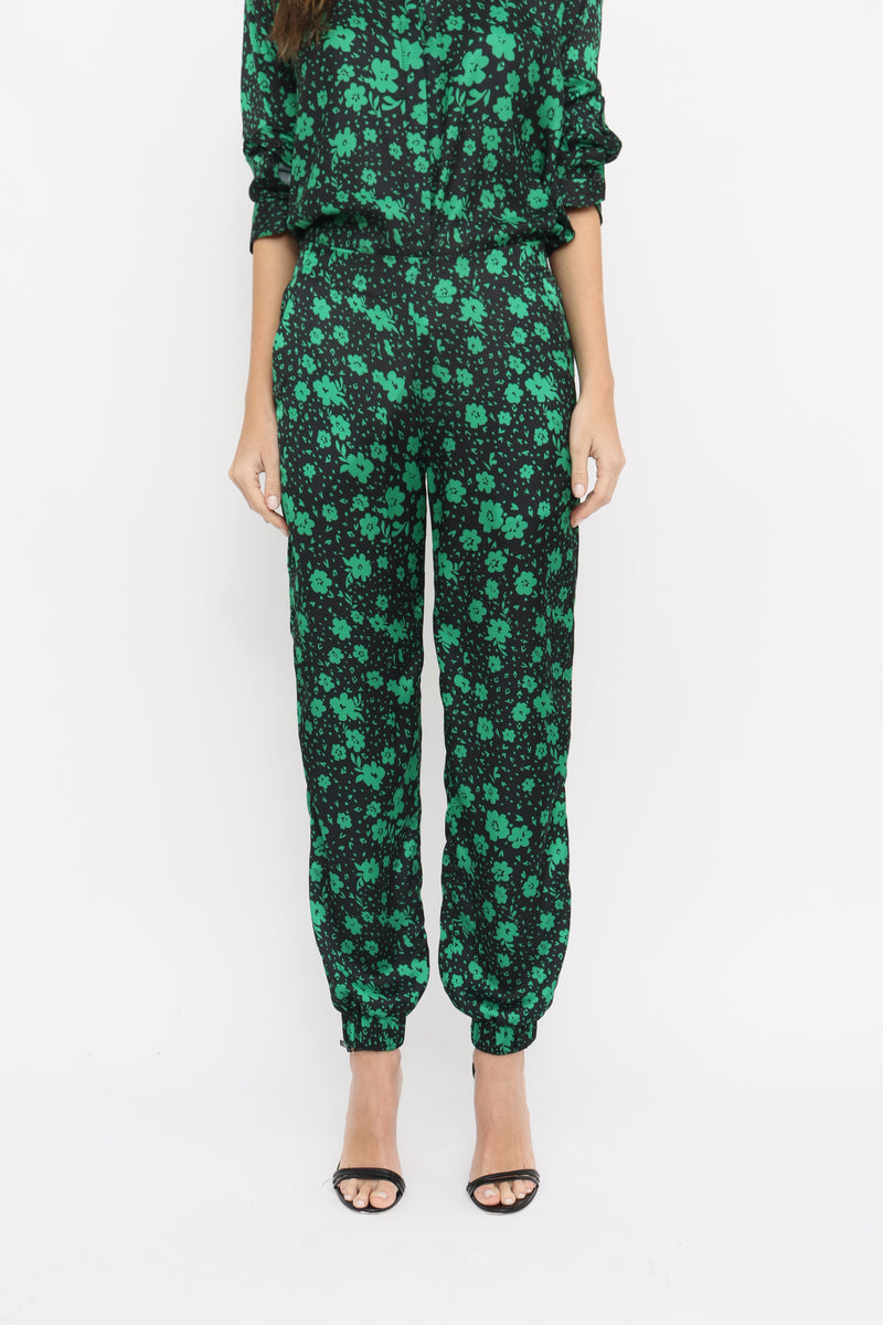 Allegra Pants in Daisy green print