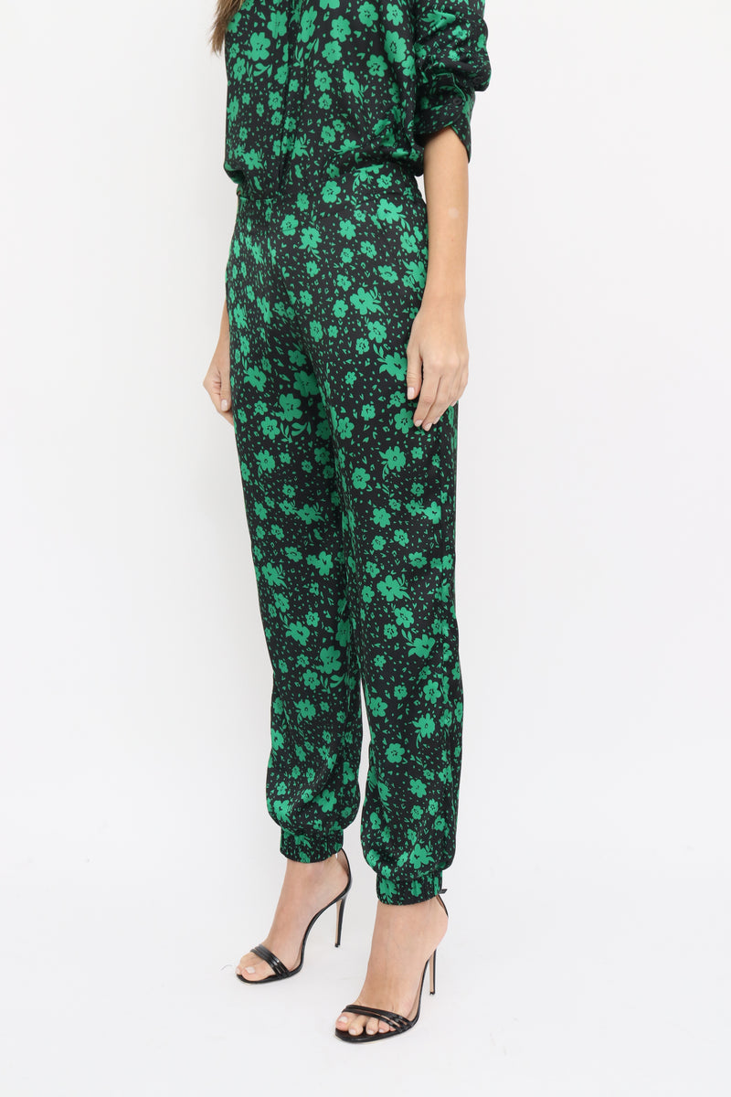 Allegra Pants in Daisy green print