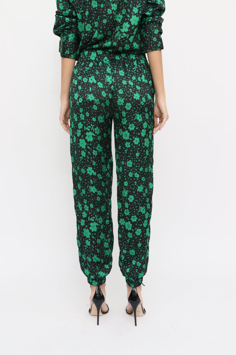 Allegra Pants in Daisy green print