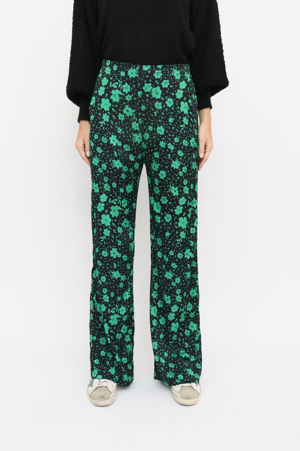 Cloe Pants in Daisy green print