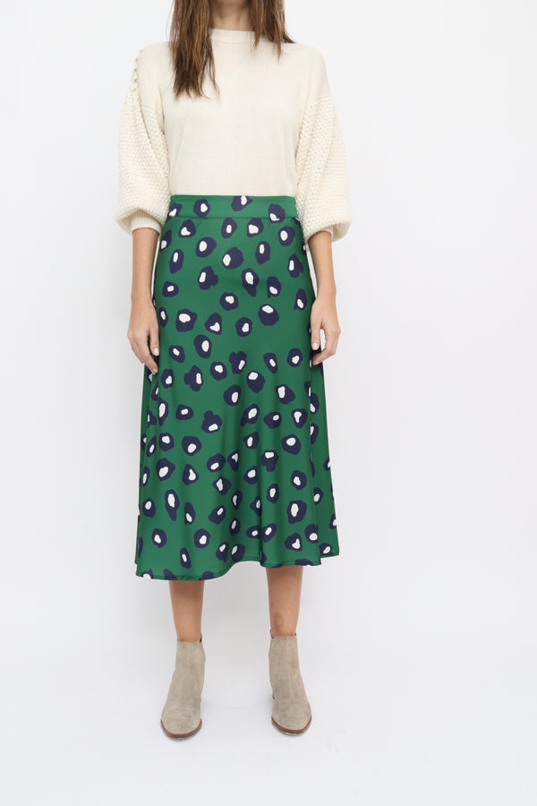 Bridget Short Skirt in Celulas green print